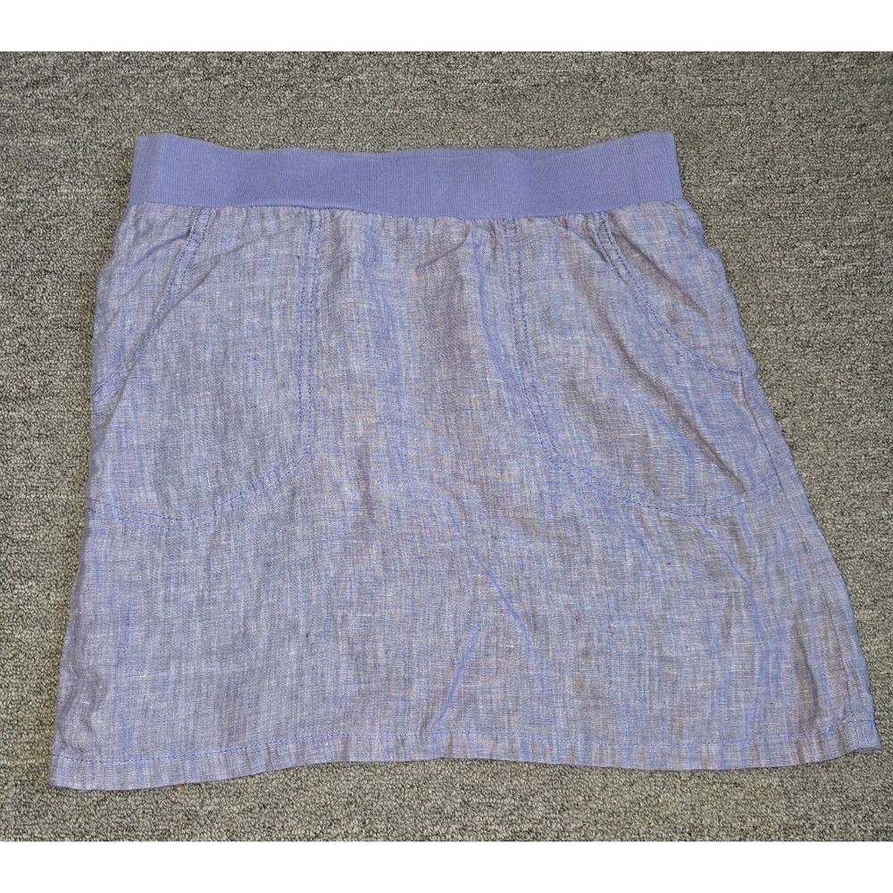 Toad & Co  Blue linen pull on mini skirt S outdoors hiking lightweight